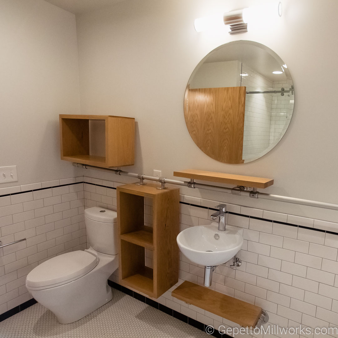 Ultra Modern Open Shelf Bathroom Concept Constructed of solid Oak