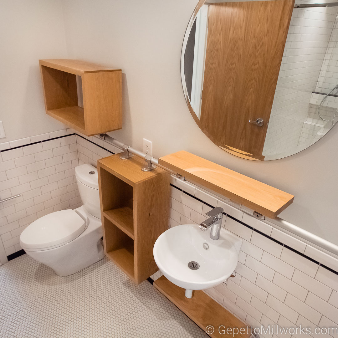 Ultra Modern Open Shelf Bathroom Concept Constructed of solid Oak