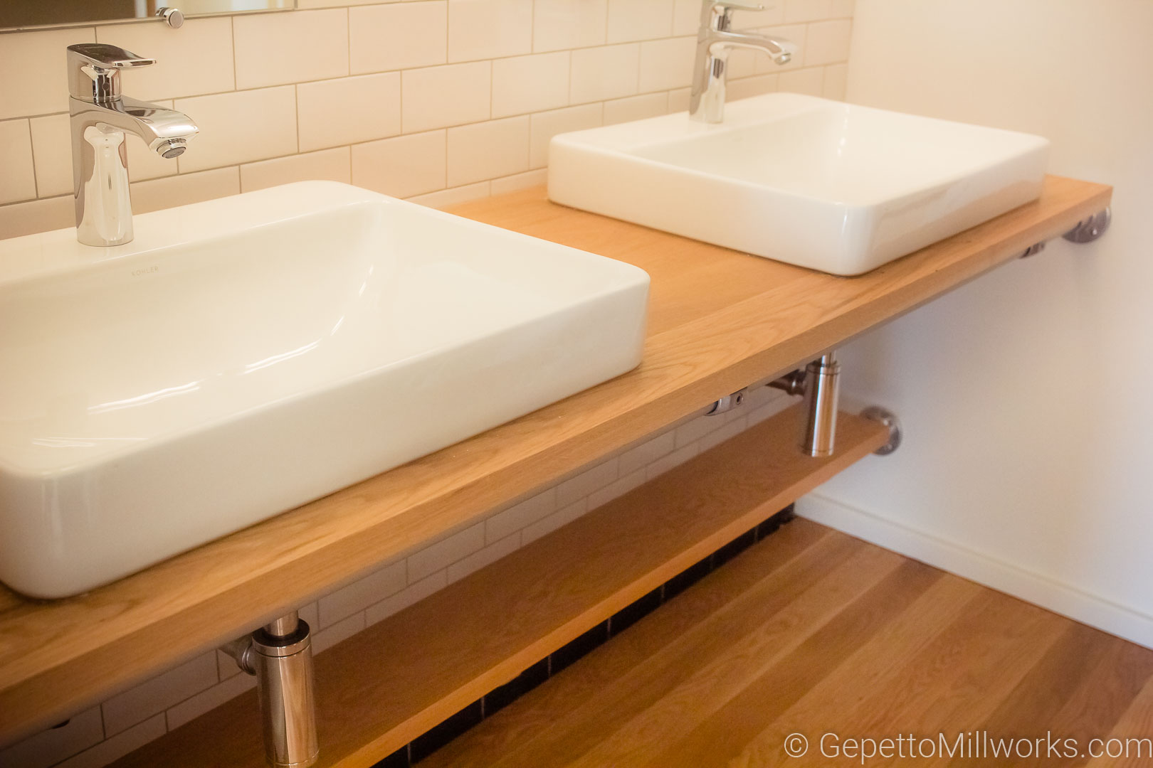 Ultra Modern Open Shelf Bathroom Concept Constructed of solid Oak