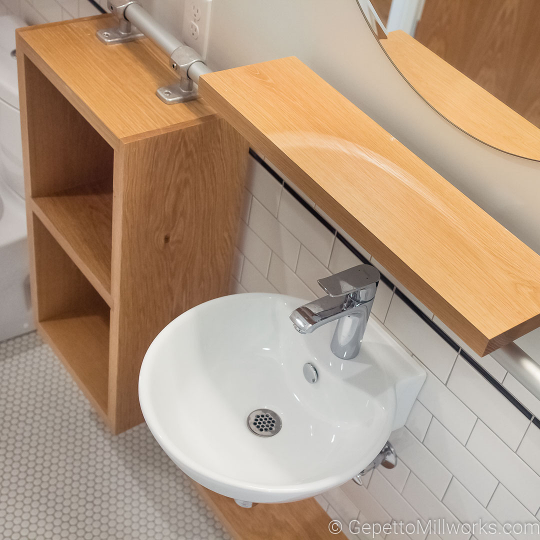 Ultra Modern Open Shelf Bathroom Concept Constructed of solid Oak