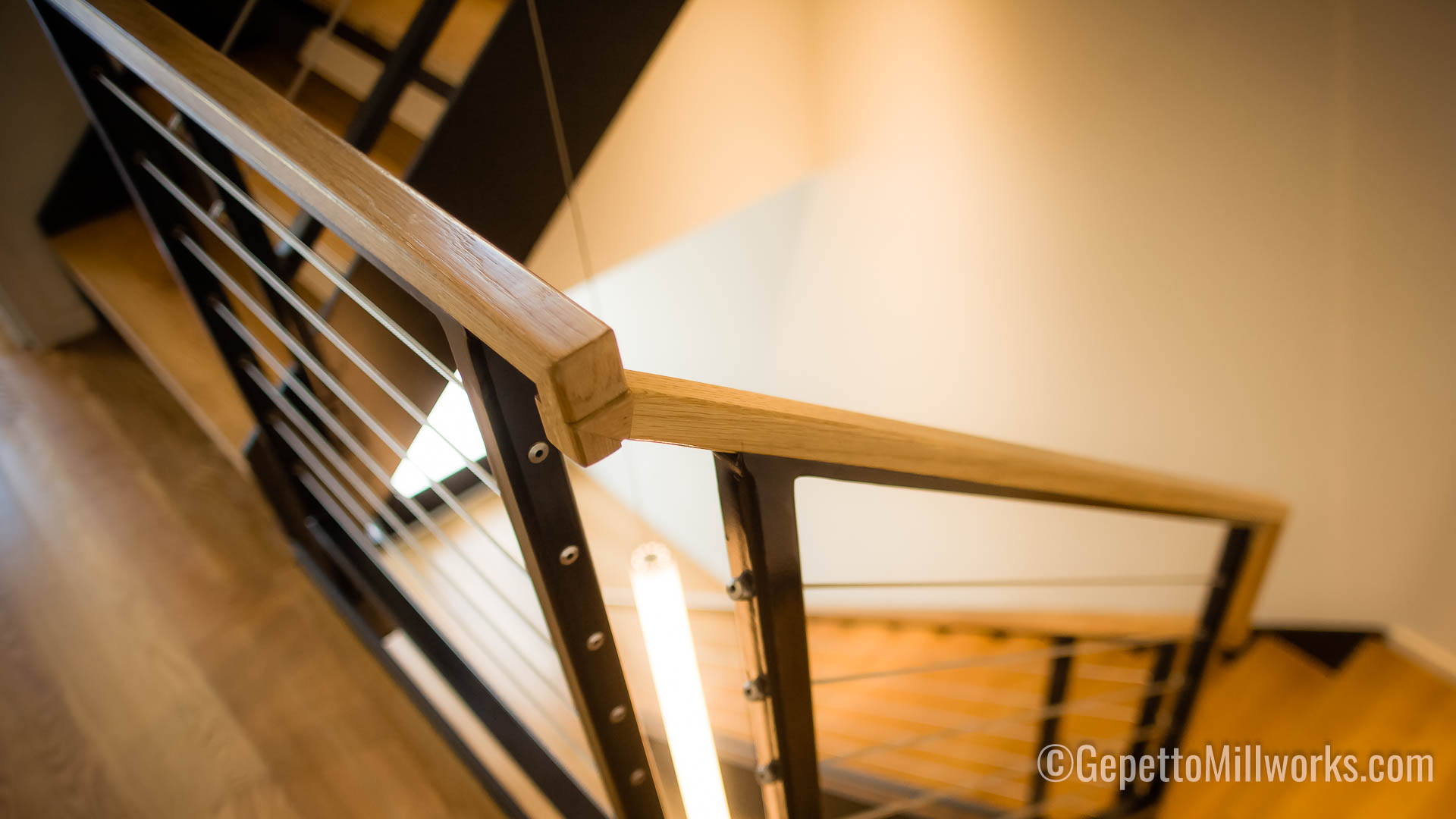 solid oak staircase railing detail photo