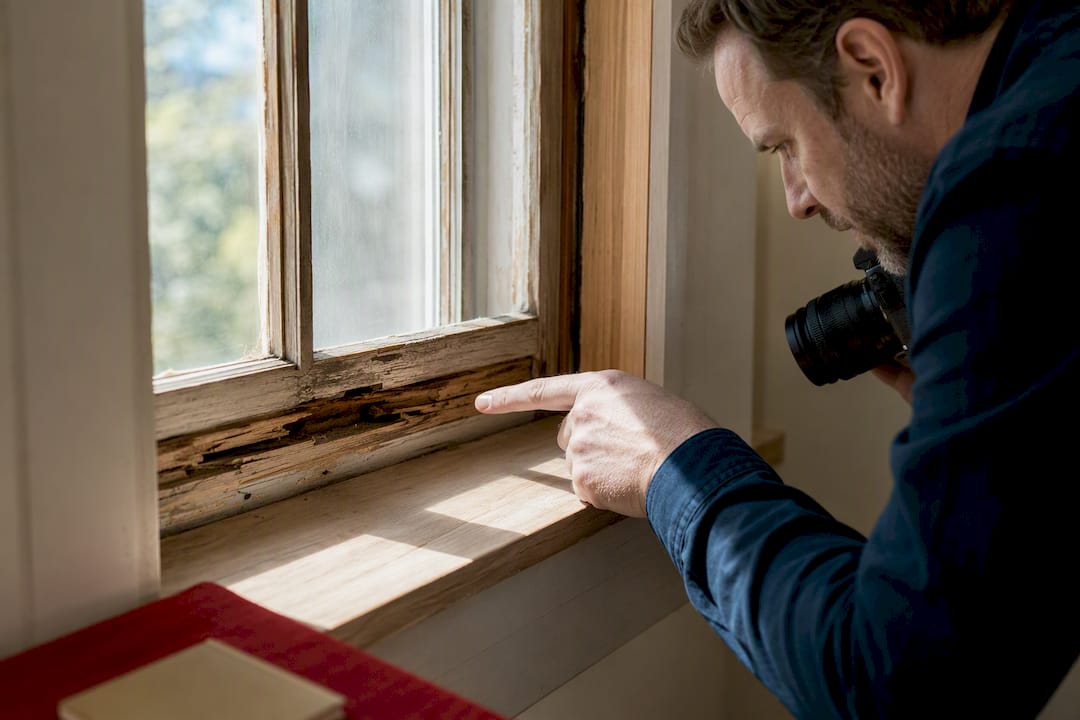 Rot damage documented on historic window sash