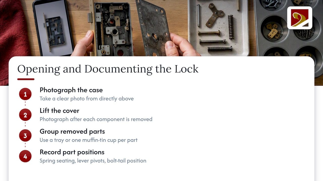 Steps for documenting mortise lock parts