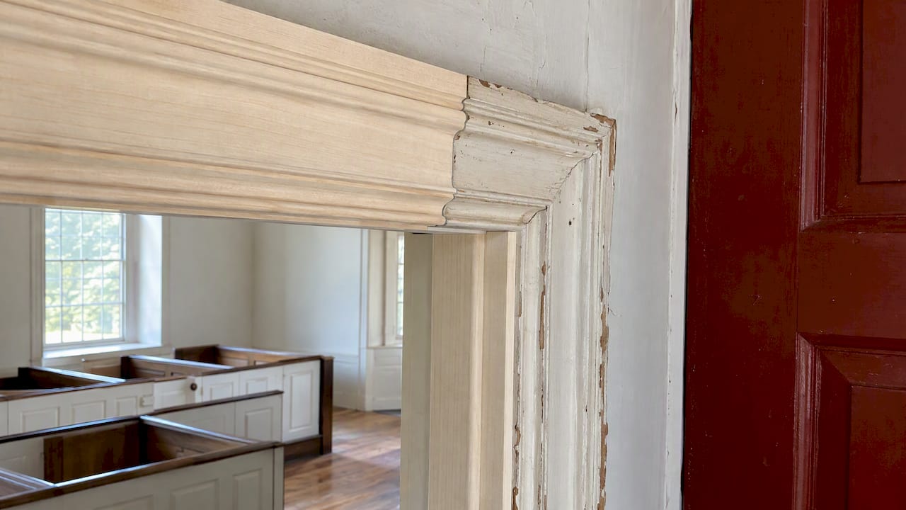 New casing aligned with historic original trim