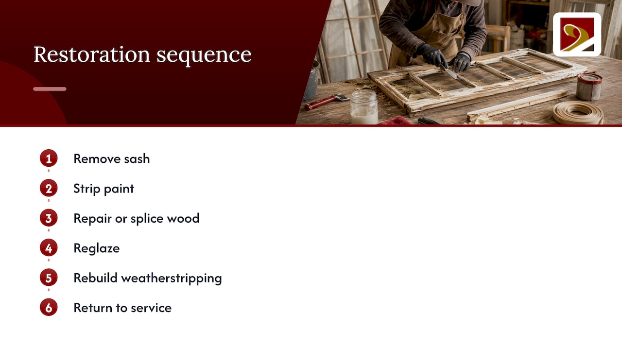 Historic sash restoration sequence