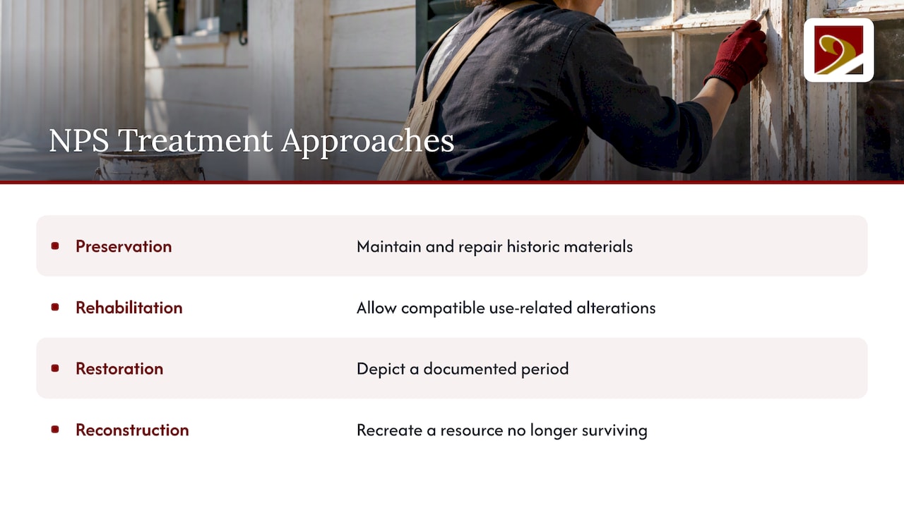Four historic building treatment approaches compared